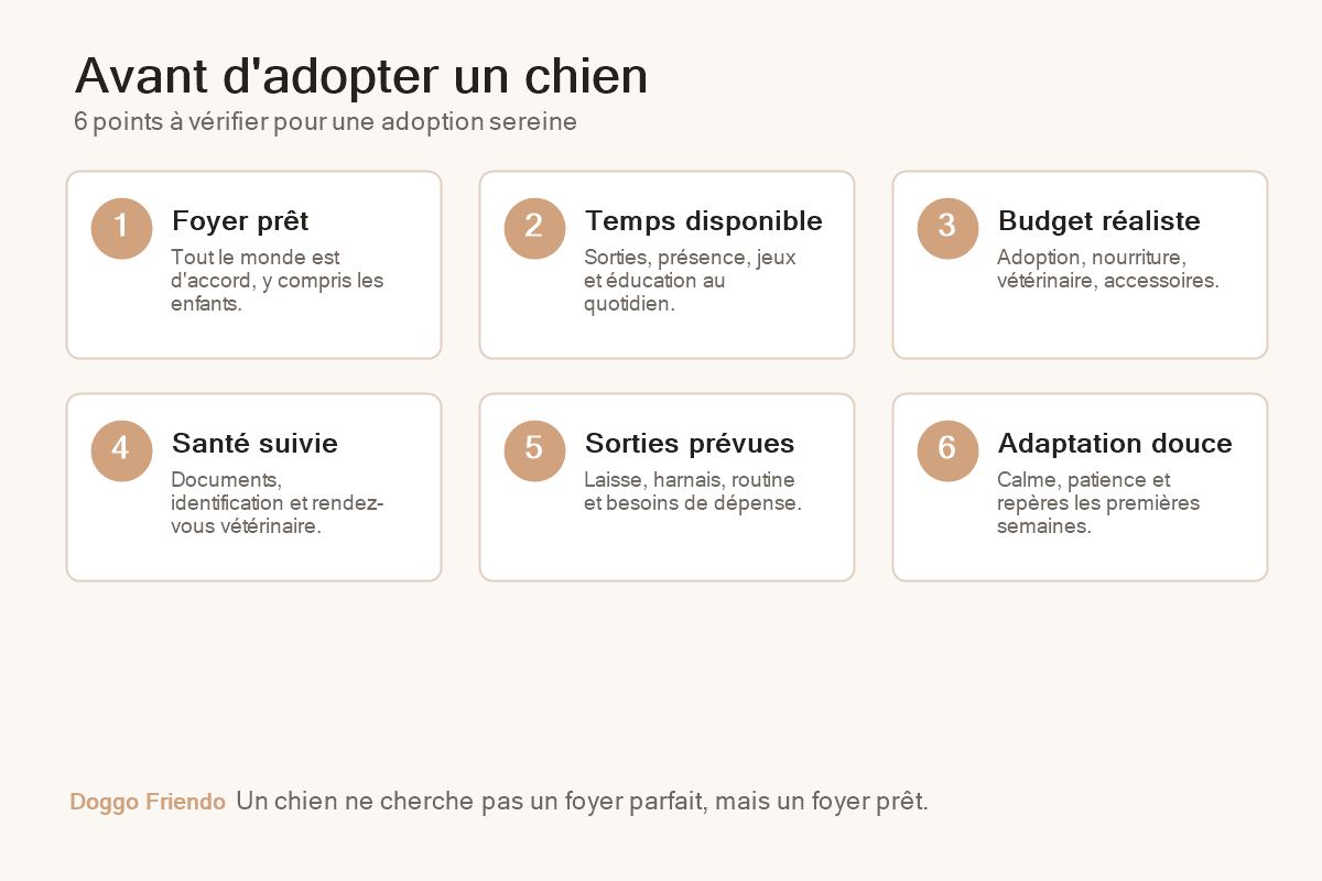 Infographie checklist avant adoption d'un chien